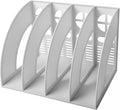 Marte Vanci Magazine File Holder Desktop Book Organizer Plastic Storage Sturdy Vertical 4 Section Folder (Light Gray)