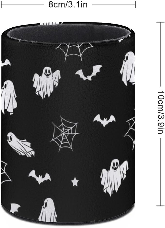 Halloween Spider Web Ghost Pen Holder Pencil Cup for Desk Organizer | Cute Makeup Brush Holder PU Multifunctional Office Suppliesfor Decor Home Classroom School
