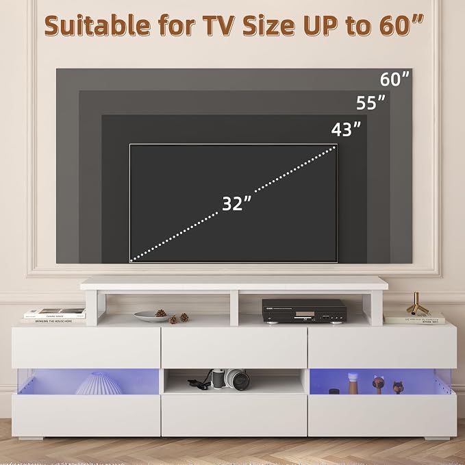 YAOHUOO 45" Large TV Riser for 32-60 inch TV, TV Riser Stand Shelf,White | Steel Legs,Tabletop TV Stand Riser for Home Office,Fit TV/Monitor/Laptop/Soundbar,7.1"Height,Holds up to 120lbs
