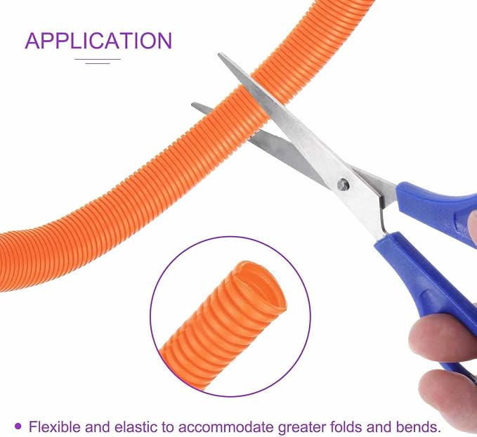 DMiotech 6.6ft Wire Loom Split Tubing 2 Inch(50.8mm) ID, Cord Protectors from Pet Flexible Conduit Cable Management for Office Home Garden, Orange