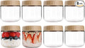 SHOWIN Overnight Oats Containers with Lids, 10oz Glass Jars with Lids 8 pcs, Taffy, Wide Mouth Mason jars for Salad, Yogurt, Snacks, Meal Prep