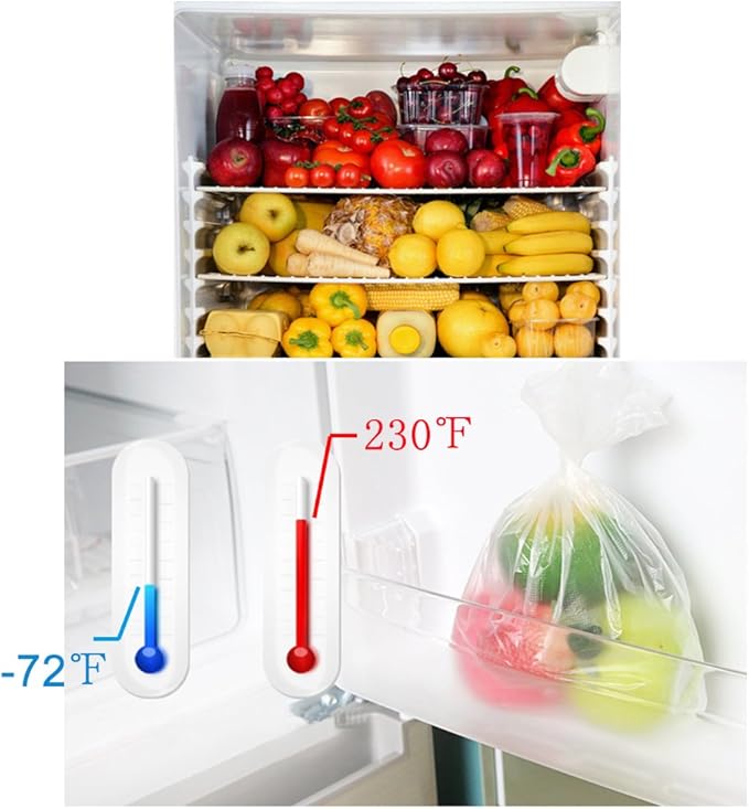 Immuson Food Storage Bag, 12 x 20 Plastic Produce Bag on a Roll Fruits, Vegetable, Bread, Food Storage Clear Bag (6 Rolls-2100 Bags)