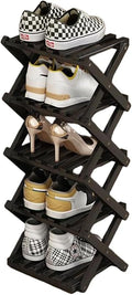 YYW Bamboo Shoe Rack, Foldable Vertical Free Standing Shoe Storage Shelf | Foldable design, Free standing for entryway or living room, Vertical shoe organizer, Space saving closet shelf