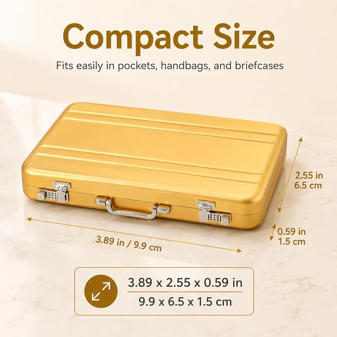 Ciieeo Business Card Holder, Mini Briefcase Metal Business Card Holder Aluminum Credit Card Case Mini Briefcase Organizer Portable Case for Men Women Professional Image Waterproof