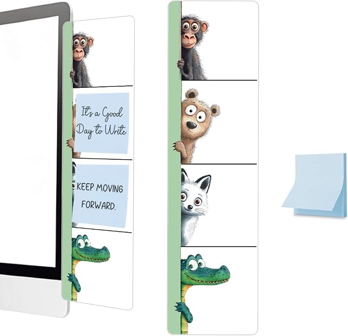 Computer Monitor Memo Board, Monitor Side Note Board, Sticky Note Holder, Acrylic Desk Organizer with 100Pcs Notes for Office Worker Men Women, Home Desktop and Office Desk, Gifts for Animal Lovers
