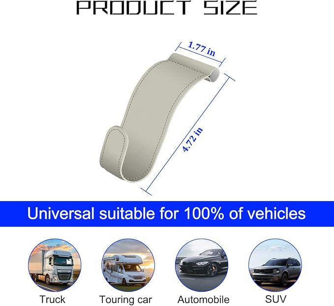 Bittwee 4PCS Car Glove Box Hooks Passenger Storage Hangers Beige | Microfiber leather, snap-in install, hangs bags umbrellas, fits most cars SUVs and trucks, car interior accessories