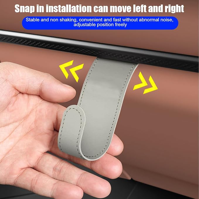 Bittwee 2PCS Car Glove Box Hooks Passenger Storage Hangers Beige | Microfiber leather, snap-in install, hangs bags umbrellas, fits most cars SUVs and trucks, car interior accessories