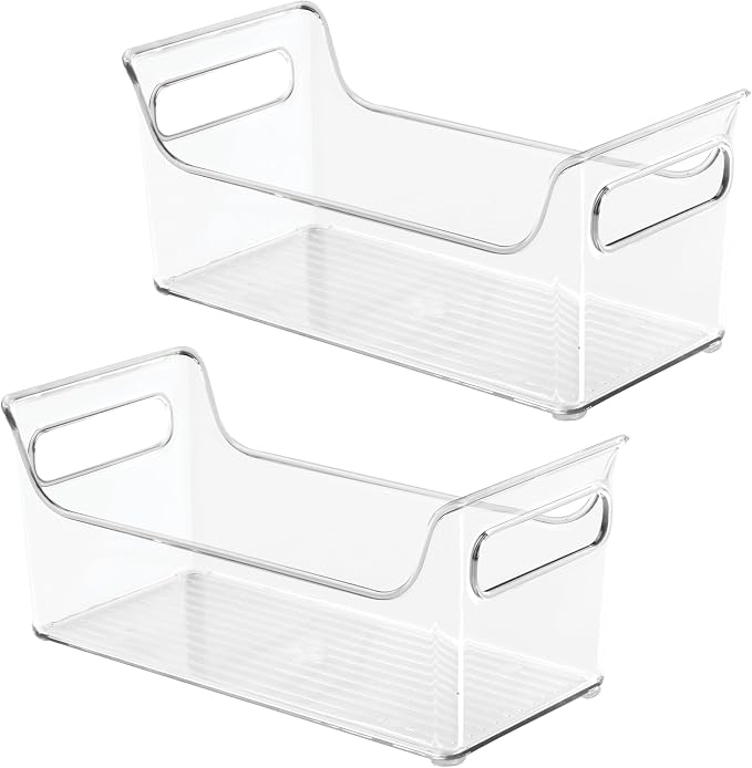 iDesign Plastic Condiment Organizer with Handles, Set of 2, Clear | For Fridge, Made in USA