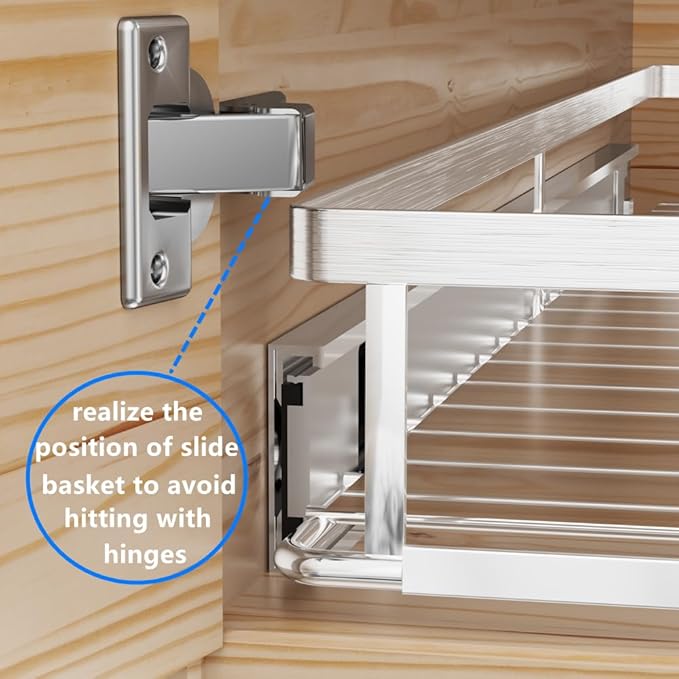Cabinet Pull Out Shelf, Expandable Bottom-Mounted Slide Out Storage Shelves, Pots and Pans Organizer Under Sink Storage Organizer, 10.16''-16.36''W x 17.3''D, 3 Pack