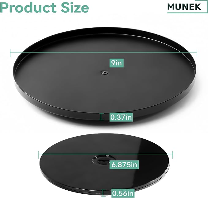 MUNEK 9" Lazy Susan Organizer,Metal Rotating Spice Rack Organization,Lazy Susan for Table Top,Pantry, Bathroom, Vanity, Black