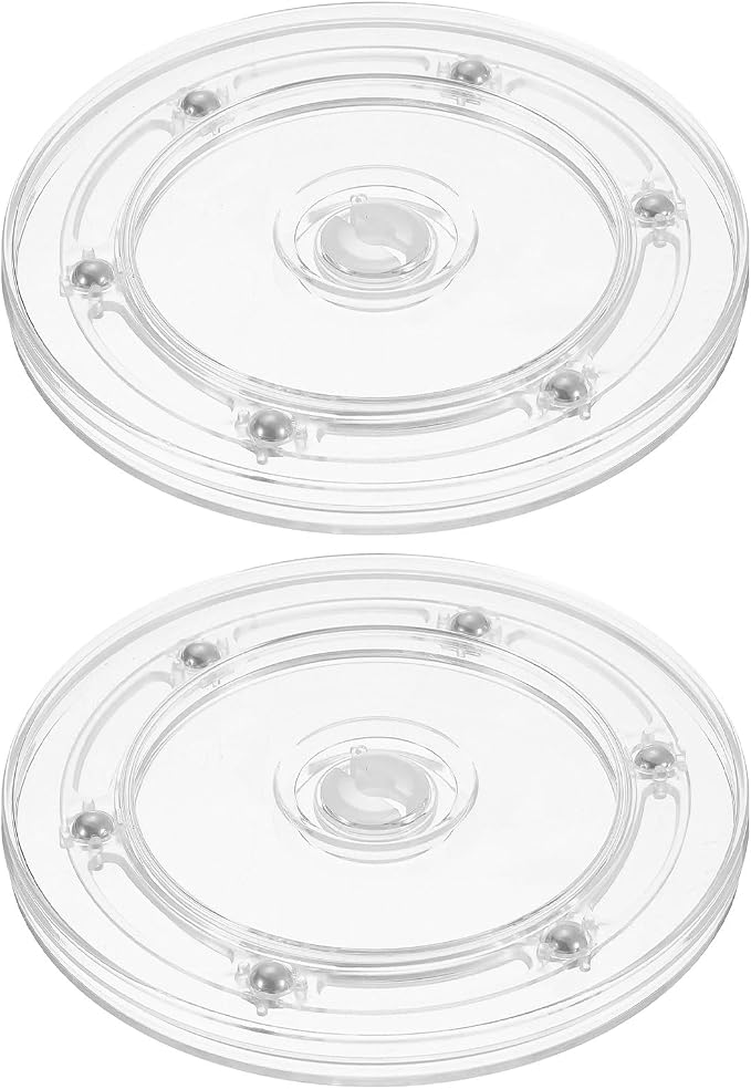 uxcell 2Pcs Acrylic Lazy Susan Turntable, 5.5 Inch Clear Turntable Organizer Ball Bearing 360 Degree Rotating Tray for Spice Rack Table Cake Kitchen Pantry Decorating Bathrooms