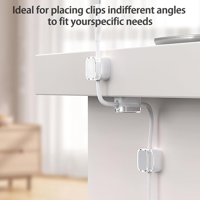 6 Pack Magnetic Cord Organizer & Cable Clips - Adjustable Under Desk Cable Management, Adhesive Wire Holder for Home, Office, Phone, Car, Wall, and Nightstand (Violet)