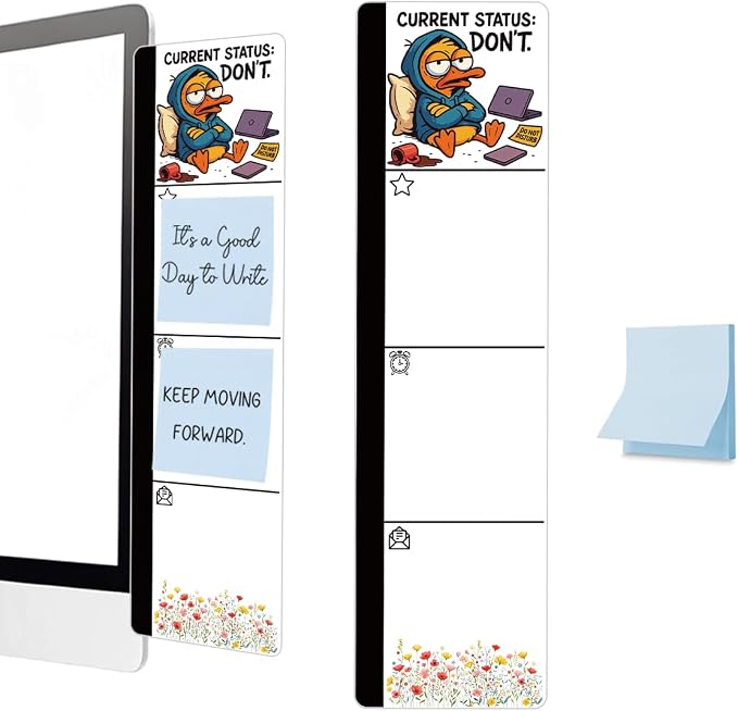 Monitor Memo Board Acrylic Sticky Note Holder Funny Tired Duck Office Desk Decor with 100 Self Stick Note Pads Current Status Don't Quote