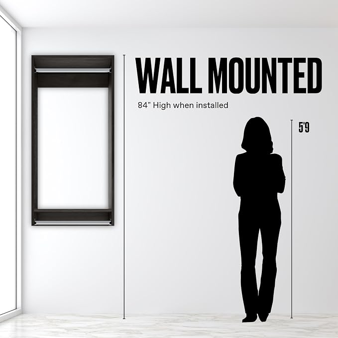 Double Hanging Closet Unit - Modular Corner Closet System - Grey, 36 inches Wide - Includes Shelves