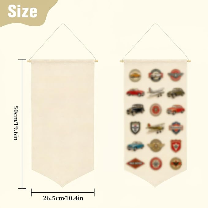Winmany Wall Hanging Brooch Jewelry Storage Case Canvas Display Stand Enamel Pin Display Banner Holder Earrings Necklace Glitter Pin Collection Organizer (White)