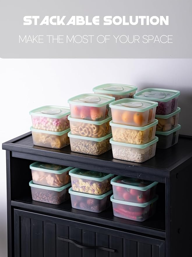 LivLab Mker 30 PCS Food Storage Containers with Lids - Reusable Meal Prep Containers Bpa-Free Freezer Lunch Boxes for Leftovers, Snack, Fruits, Salad - 15 Sets | 20 fl oz | 2.5 Cups