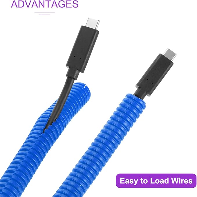 DMiotech 25ft Wire Loom Split Tubing 1/4 Inch(6.5 Mm) ID, Cord Protectors from Pet Flexible Conduit Cable Management for Office, Home, Garden, Blue
