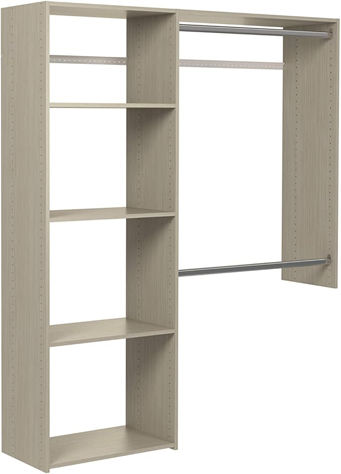 Easy Track OK7248-CG 3'-5' W Deluxe Shelving Easy-to-Assemble Kit Closet Organizer, Truffle