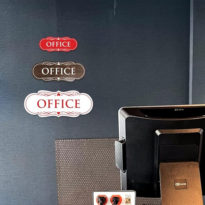 All Quality Designer Office Sign | Easy Installation - White/Red - Medium (1 Pack)