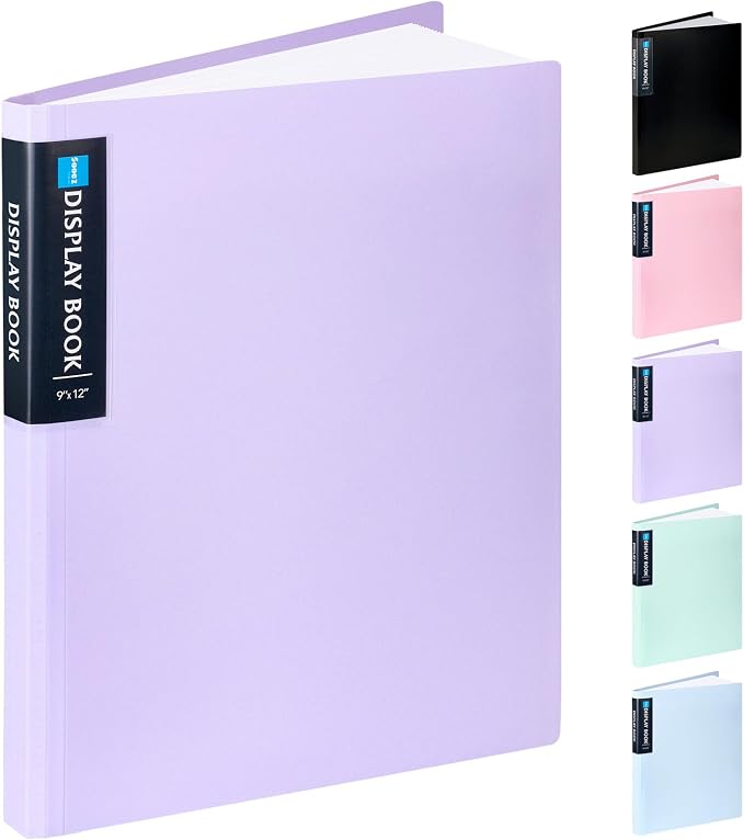 Sooez Art Portfolios 9"x12", 40 Pockets Large Portfolio Folder Display | 80 Pages, Heavy Duty Art Portfolio Folder with Clear Sheet Protectors, Presentation Book for Artwork Document Organizer