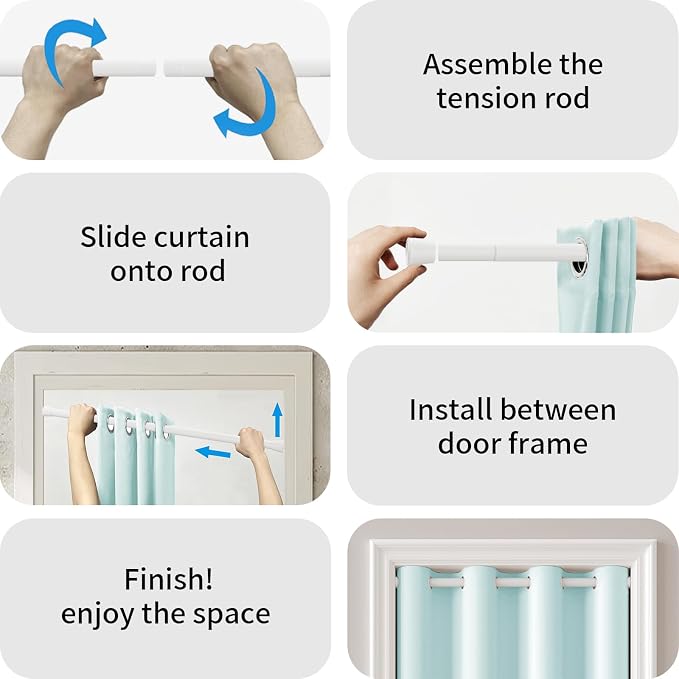 Vatge Closet Curtain for Open Closet, Blue Doorway Curtains with Rod and Magnetic Closure, 80 Inch Drape for Room Divider/Laundry Door/Kitchen Door, 1 Panel, W42 x L80, Aqua