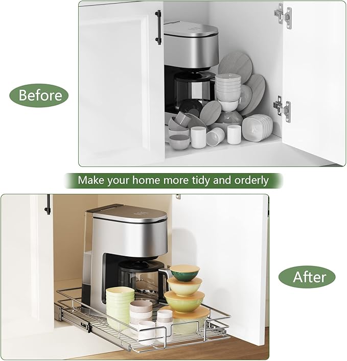 LOVMOR Pull Out Cabinet Organizer 30" W x 21½" D, Kitchen Cabinet Pull Out Shelves Slide Out Storage