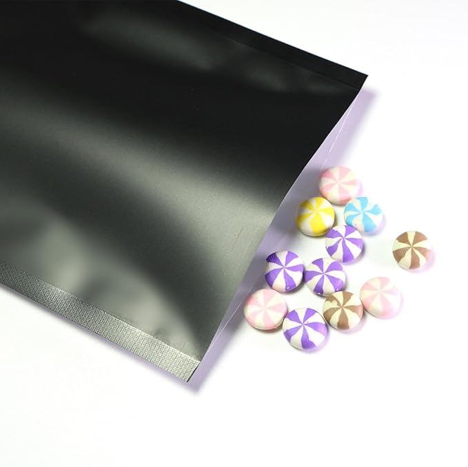 100PCS Customized Mylar Heat Seal Bags,Open Top Clear Packaging Bag with Tear Notch, Single-Side Printing for Logo/Text/QR Code (Black, 6 * 9CM/2.4"*3.5"-100PCS-One Color Print)