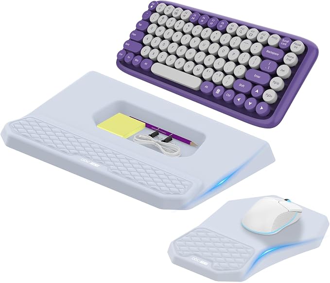 Ergonomic Wrist Rest with Keyboard Stand and Mouse Pad for Easy Typing | Keyboard Holder with Storage Slot, Mousepad for Carpal Tunnel Pain Relief with Massage Bulge and Slow Rebound Memory Foam
