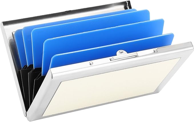 Credit Card Holder Wallet for Women Men Stainless Steel Metal Card Case RFID Blocking Business Card Protector Case with 6 Slots