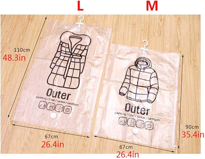 STTC Pack of 3 Garment Covers Bags, Hanging Transparent Vacuum Storage Bag for Wardrobe Storage Travel Garment Bags,M