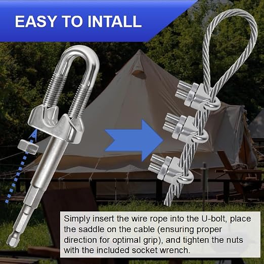 30 Pcs 1/4 inch Wire Rope Cable Clamp Clips,Wire Rope Clamp | for Various Commercial, Industrial, and Residential Projects