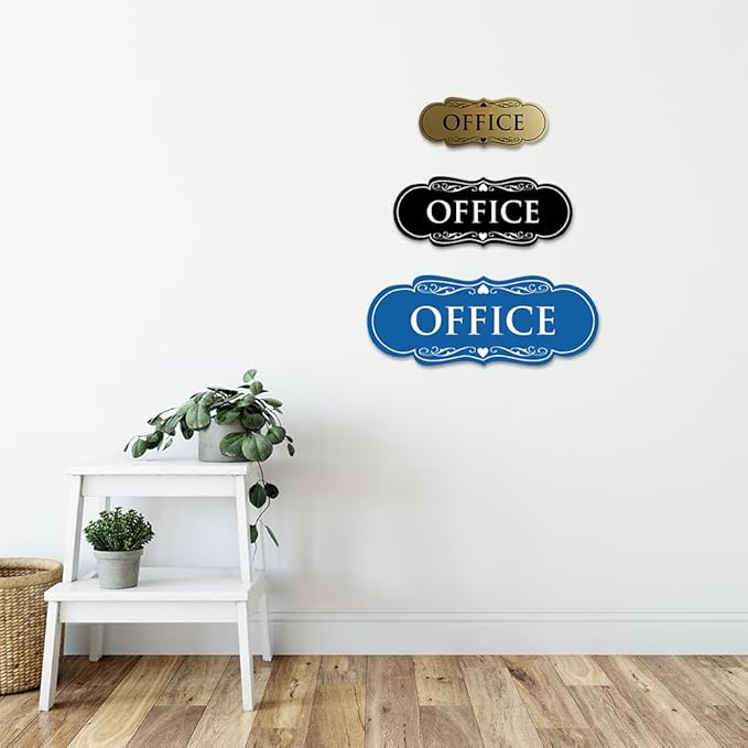 All Quality Designer Office Sign | Easy Installation - Black/Silver - Medium (1 Pack)