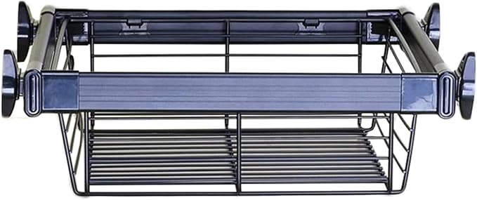 Stackable Pull Out Storage Basket Drawer for Kitchen & Wardrobe – Detachable Telescopic Organizer for Coats & Cupboard – Versatile Black Storage Solution (914x460x170mm)