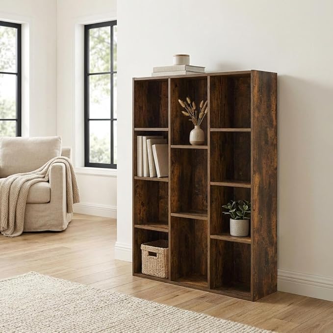 Furnifact Amber Pine Bookcase Elegant Storage Solution with Durable Wood Construction, Spacious Shelving for Living Room, Office, or Bedroom