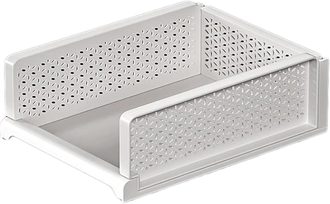 2-layer Pull Out Storage Basket,Stackable Storage Bins,Wardrobe Organizer,5kg Weight Capacity,for Kitchen Pantry Bathroom Cabinets(44x13x28cm)