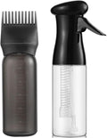 Zicotour Continuous Hair Spray Bottle and Root Comb Applicator Bottle Hair Oil Applicator Water Mister for Hairstyling (Black)