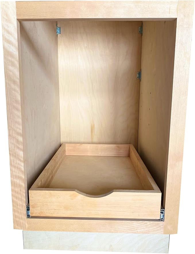 Soft-Closing Drawer, Wood Pull Out Tray Drawer Box Kitchen Cabinet Organizer, Cabinet Slide Out Shelve, Wooden Pull-Out Shelf-Fast and Easy D.I.Y. (18" W×21" D×3" H)