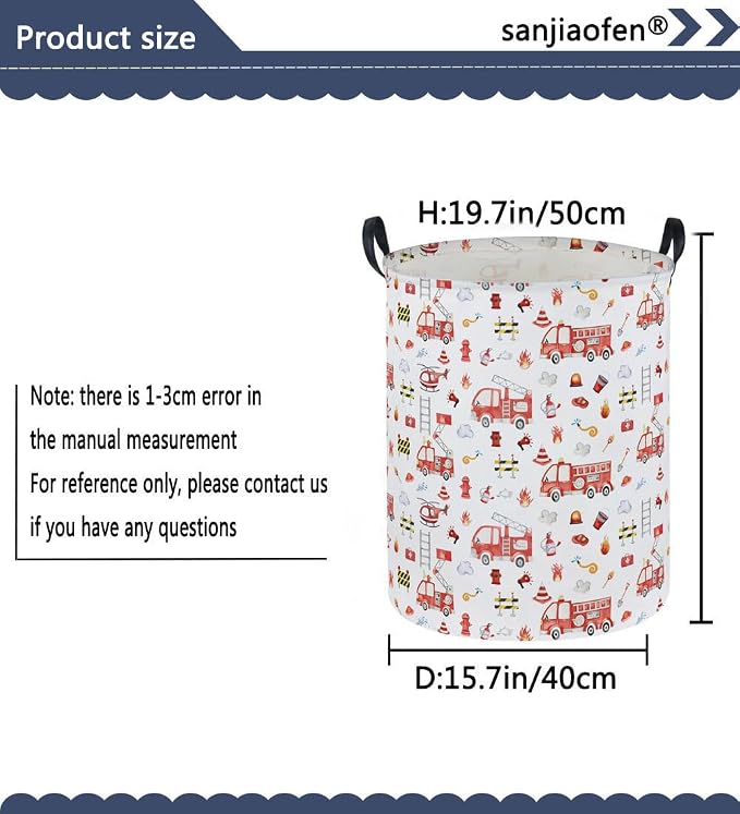 Fire engine Laundry Hamper,Kids Storage Basket with Handles,Collapsible Fabric Storage Container,Nursery Hamper,Kids Laundry Basket,Toy,Home Organizer,Gift Baskets(Fire engine)