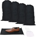 GONGKANGYUAN 4 Pack Shoe Bags for Travel Flannel Single Shoe Pouch with Drawstring for Men Women Travel Protecting Storing Shoes