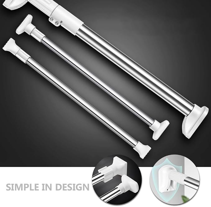 Kichvoe Adjustable Closet Rod 31.49 Inch Telescopic Clothes Drying Pole Lightweight Expandable Wardrobe Bar for Hanging Clothes and Curtains Portable Home Storage Organizer