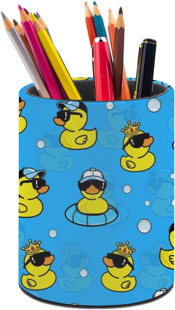 Cute Duck Pen Holder Pencil Cup for Desk Organizer | Cute Makeup Brush Holder PU Multifunctional Office Suppliesfor Decor Home Classroom School