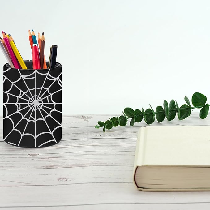 Spider Web Pen Holder Pencil Cup for Desk Organizer | Cute Makeup Brush Holder PU Multifunctional Office Suppliesfor Decor Home Classroom School