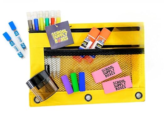 School Supply Boxes | Elementary School Bundle (1 Box) | Back to School Essentials Kit for Students & Teachers | Includes Wide-Ruled Paper Products, Crayons, Markers, Colored Pencils, & More
