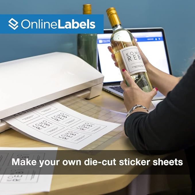 Removable Sticker Paper, White Matte, 25 Sheets, 8.5 x 11 Full Sheet Label, Inkjet or Laser Printer, Online Labels