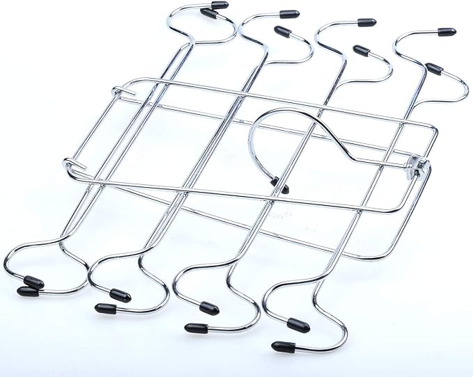 2 Pack Foldable Tank Top Hangers, Closet Organizer for Bras, Cami, Dresses | 360° rotating, chrome & black vinyl, maintains shape, fits belts, ties, swimwear & pajamas