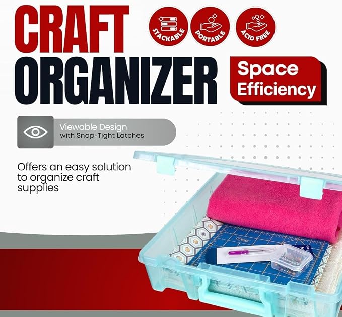 ArtBin 6955AA Super Satchel 1-Compartment Box, Art & Craft Organizer, 1-Pack, Translucent Aqua