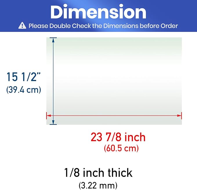 Crisper Glass Replacement Compatible with Frigidaire 240350608/AP2115928-24" x 15.5" x 1/8" Tempered Glass Crisper Drawer Cover Insert Compatible with Kenmore, Electrolux, Crosley, and More