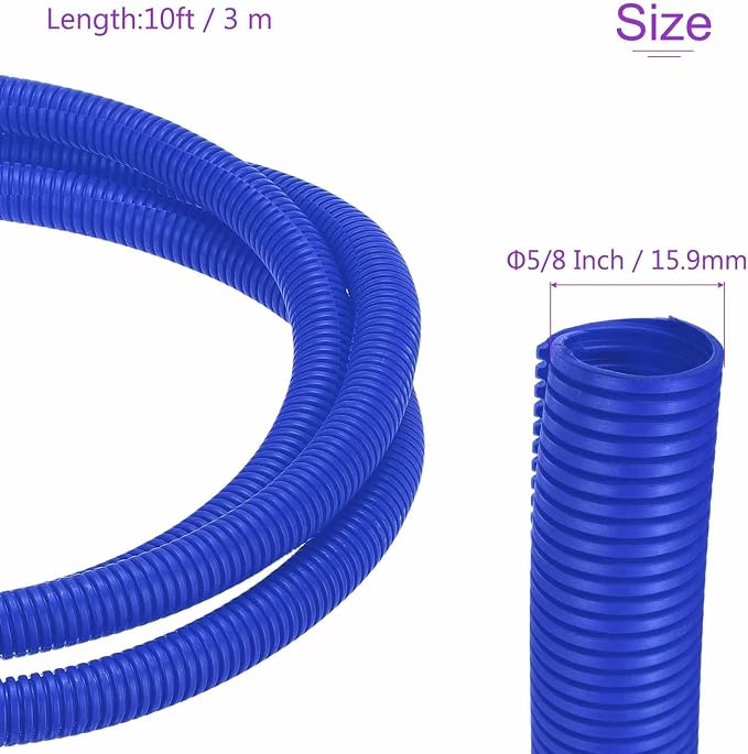 DMiotech 10ft Wire Loom Split Tubing 5/8 Inch(15.9mm) ID, Cord Protectors from Pet Flexible Conduit Cable Management for Office Home Garden, Blue