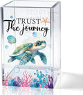 Trust The Journey Acrylic Pencil Holder Cup, Inspirational Gifts for Friends Coworker, Funny Sea Turtle Pen Holder for Women Girls Turtle Lover, Pencil Cup for Desk, Marker Makeup Organizer