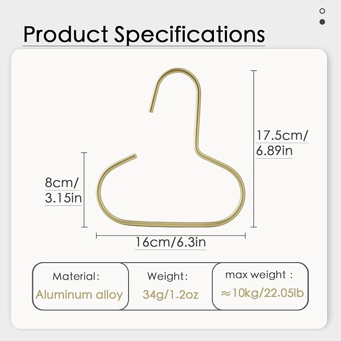 2 Pack Hat Hangers for Closet, Metal S Shaped Hooks Organizer for Baseball Caps, Scarves, Belts & Bras, Heavy Duty Storage Holder with Gold Finish